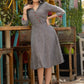 Grey cotton dress with embroidery on sleeves & collar