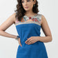 Smart Blue Cotton Madhubani Hand Painted Kurta - Pant Optional