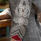Grey cotton dress with embroidery on sleeves & collar