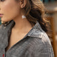 Grey cotton dress with embroidery on sleeves & collar