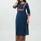 Exclusive Navy Blue Cotton Kalamkari Kurta - Palazzo Optional