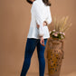 White cotton top with embroidered lace collar