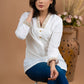 White cotton top with embroidered lace collar