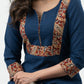 Exclusive Navy Blue Cotton Kalamkari Kurta - Palazzo Optional