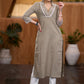 Elegant Beige cotton kurta with beadwork Pant optional
