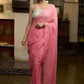 Stylish french pink organza saree with overall pitta embroidery