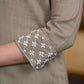 Elegant Beige cotton kurta with beadwork Pant optional