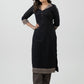 Smart Black Cotton Ajrakh Kurta -Pant Optional