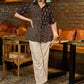 Exclusive black cotton ajrakh patchwork half sleeves shirt - Pant Optional