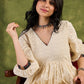 Cream Hakoba Casual Dress. Soft Cream Cotton Dress With Intricate Eyelet Hakoba Details