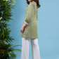 Elegant sage green cotton tunic highlighted with beautiful lace