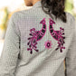 Grey checks jacket with peacock embroidery at the back
