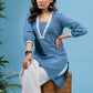 Trendy powder blue cotton tunic highlighted with elegant laces