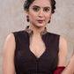 Elegant black ajrakh sleeveless combination blouse with mandarin collar