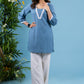Trendy powder blue cotton tunic highlighted with elegant laces