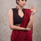 Elegant black ajrakh sleeveless combination blouse with mandarin collar