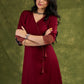Rich Maroon Rayon Wrap Dress With Ajrakh Patchwork