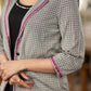 Grey checks jacket with peacock embroidery at the back