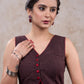 Stylish black ajrakh waistcoat style blouse