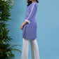 Graceful lilac cotton tunic highlighted with beautiful crochet laces