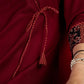 Rich Maroon Rayon Wrap Dress With Ajrakh Patchwork