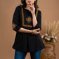 Kutch embroidered Black Rayon top