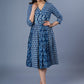 Beautiful Cotton Empire Line Indigo Combination Dress