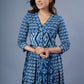 Beautiful Cotton Empire Line Indigo Combination Dress