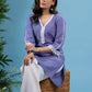 Graceful lilac cotton tunic highlighted with beautiful crochet laces