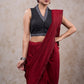 Trendy black striped cotton highneck blouse highighted with ikat border