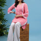 Fresh Baby pink cotton tunic highlighted with elegant laces