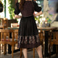 Elegant black cotton ajrakh gathered dress with matching short ajrakh shrug