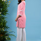 Fresh Baby pink cotton tunic highlighted with elegant laces