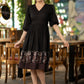 Elegant black cotton ajrakh gathered dress with matching short ajrakh shrug