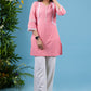 Fresh Baby pink cotton tunic highlighted with elegant laces