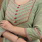 Elegant Rustic Green Pure Cotton Embroidered Top
