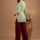 Elegant Rustic Green Pure Cotton Embroidered Top