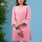 Fresh Baby pink cotton tunic highlighted with elegant laces