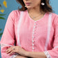 Fresh Baby pink cotton tunic highlighted with elegant laces