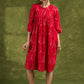 Red Ikat Boho Dress: Eye-Catching Red Ikat Cotton Dress With Bold Ikat Patterns