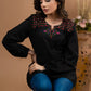 Embroidered Black Rayon top
