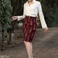 Trendy maroon ikat formal fitted skirt with optional shirt