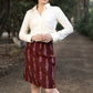 Trendy maroon ikat formal fitted skirt with optional shirt