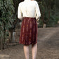Trendy maroon ikat formal fitted skirt with optional shirt