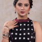 Stylish black cotton ikat high neck blouse