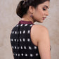 Stylish black cotton ikat high neck blouse