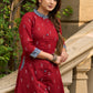 Comfortable maroon cotton kurta with stylish indigo highlights - Indigo pants Optional