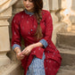 Comfortable maroon cotton kurta with stylish indigo highlights - Indigo pants Optional