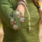Sophisticated hand-embroidered olive green cotton kurta - Pants Optional