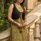 Stylish mustard Ajrakh block printed cotton kurta with matching pants (Sleeves Provided) - Hakoba Jacket optional